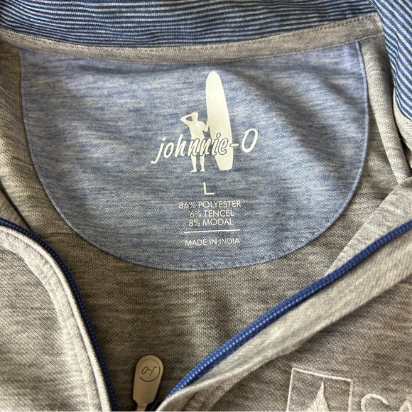 NWT Johnnie O Shirt Mens Large Gray Pullover 1/4 Zip Lightweight Mock Neck - Picture 7 of 7